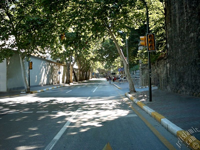 View towards Besiktas district from the way of Besiktas-Ortakoy in Istanbul city of Turkey.
